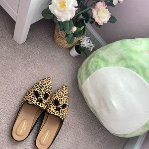 Hushpuppies Womens leopard print slides black tassle calf hair size 9 US shoes